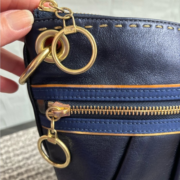 Coach Poppy Metallic Leather “Groovy Blue” Sapphire 2 way Bag - Picture 4 of 15